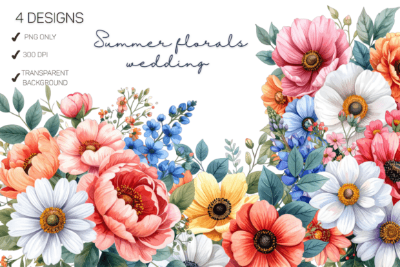 Download Summer Floral Watercolor Flower Bouquet - Bouquet Collection