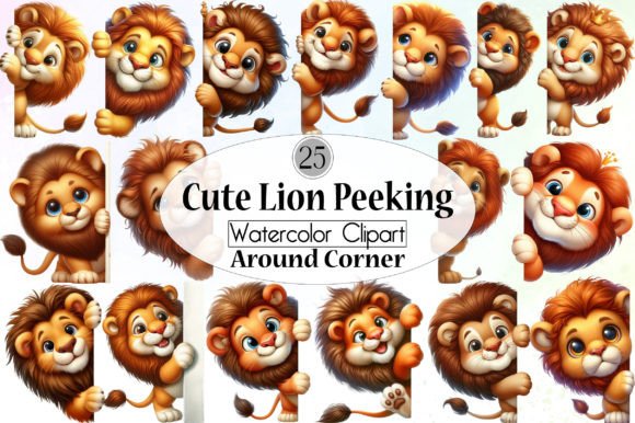 Download Cute Lion Peeking Around Corner Clipart - Cute lion Collection