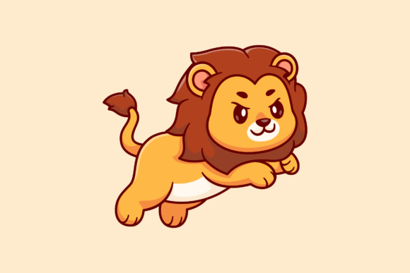 Download Cute Lion Jumping Cartoon Illustration - Cute lion Collection