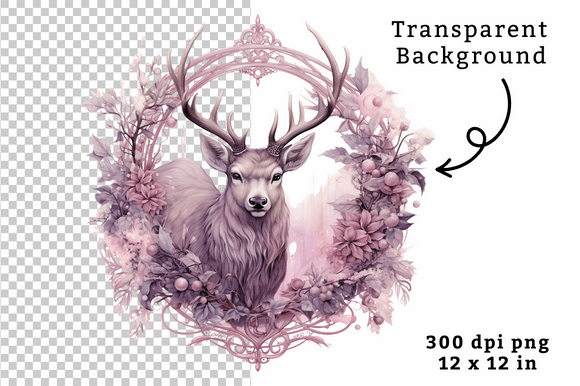 Download Purple Watercolor Reindeer Clipart PNG - Watercolor reindeer clipart Collection