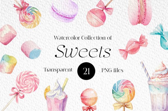 Download Watercolor Sweets Candies Lollipops PNG - Candies Collection