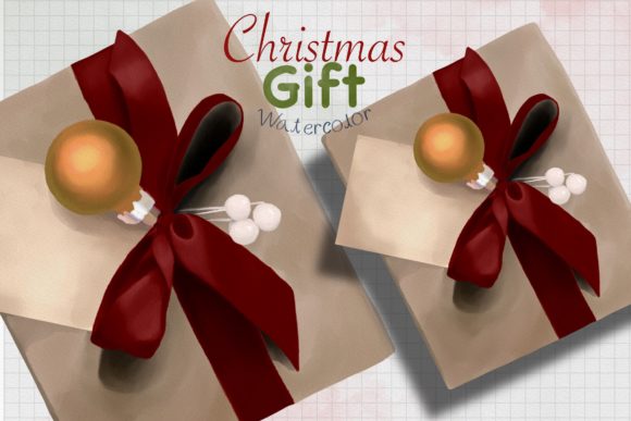 Download CHRISTMAS GIFT Watercolor (red) - Christmas gift watercolor Collection