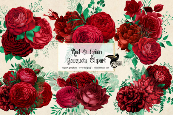 Download Red and Green Floral Bouquets Clipart - Bouquet Collection