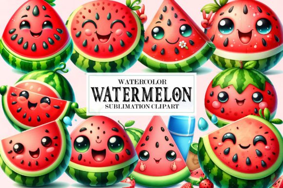 Download Happy Watermelon Watercolor 20 Cliparts - Premium Resources