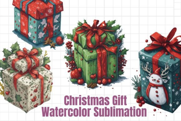 Download Christmas Gift Watercolor Sublimation - Christmas gift watercolor Collection