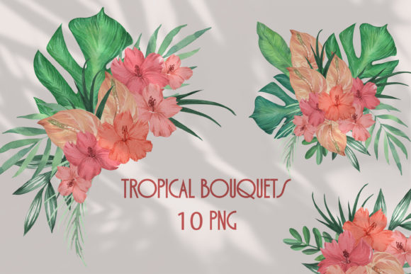 Download Tropical Bouquets Watercolor Clipart - Bouquet Collection
