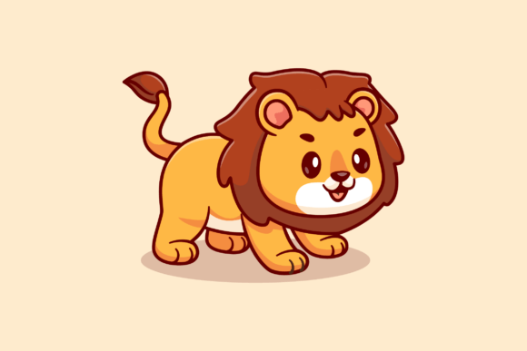 Download Cute Lion Playing Cartoon Illustration - Cute lion Collection